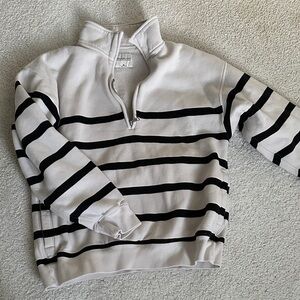 Abercrombie & Fitch Men's Zip Up Sweater - Black and White Stripes
